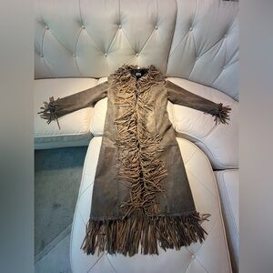 Source Unknown Brown Fringe Jacket